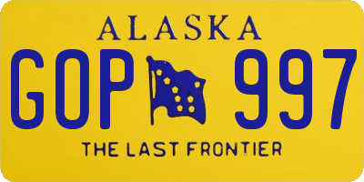 AK license plate GOP997