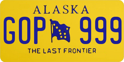AK license plate GOP999
