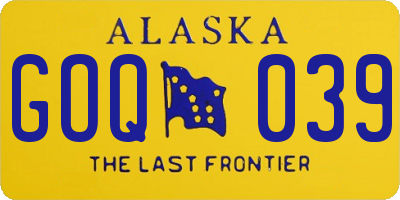 AK license plate GOQ039