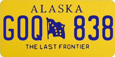 AK license plate GOQ838