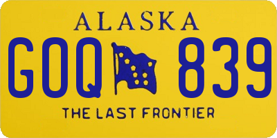 AK license plate GOQ839