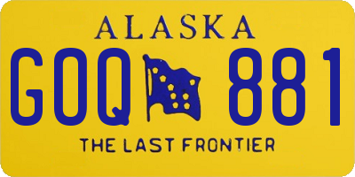 AK license plate GOQ881