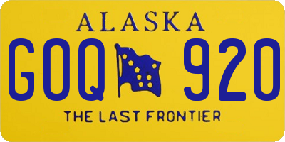AK license plate GOQ920