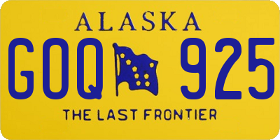 AK license plate GOQ925