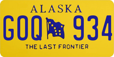 AK license plate GOQ934