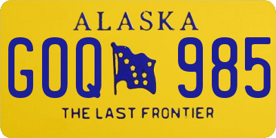 AK license plate GOQ985