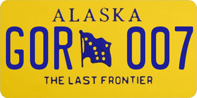 AK license plate GOR007