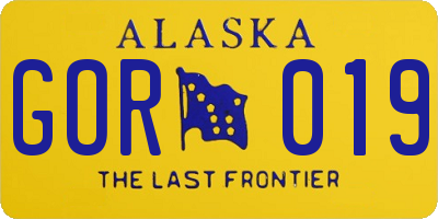 AK license plate GOR019