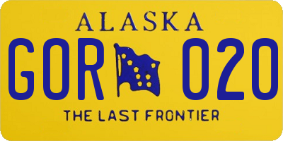 AK license plate GOR020
