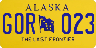 AK license plate GOR023