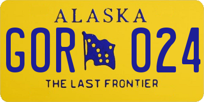 AK license plate GOR024