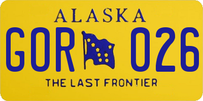 AK license plate GOR026