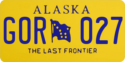 AK license plate GOR027