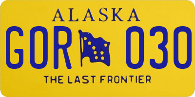AK license plate GOR030