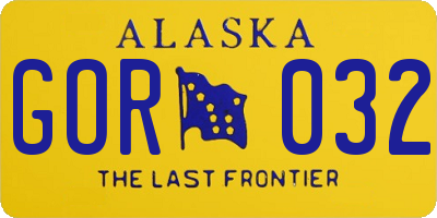 AK license plate GOR032