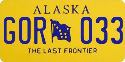 AK license plate GOR033