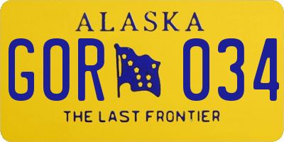 AK license plate GOR034