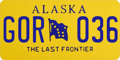 AK license plate GOR036