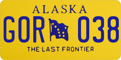AK license plate GOR038