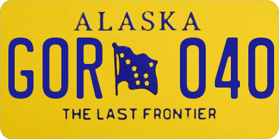 AK license plate GOR040