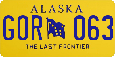 AK license plate GOR063