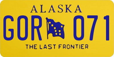 AK license plate GOR071