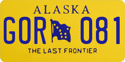 AK license plate GOR081