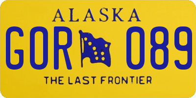 AK license plate GOR089