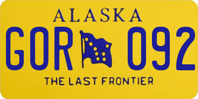 AK license plate GOR092