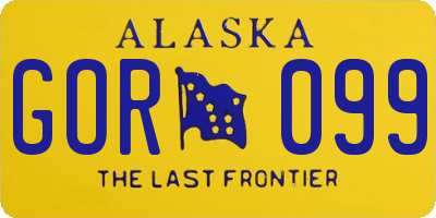 AK license plate GOR099