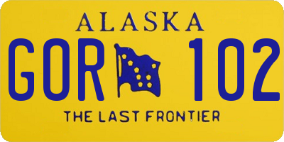 AK license plate GOR102