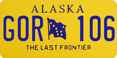 AK license plate GOR106