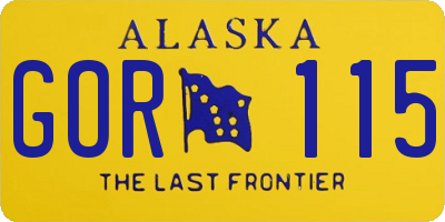 AK license plate GOR115
