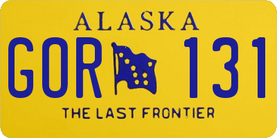 AK license plate GOR131