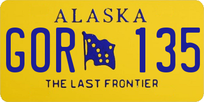 AK license plate GOR135