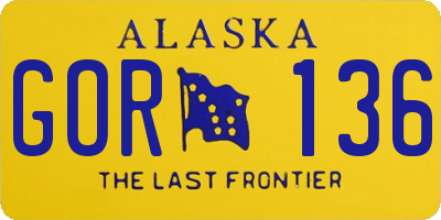 AK license plate GOR136