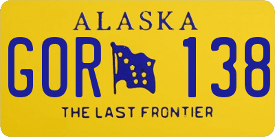 AK license plate GOR138