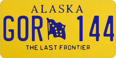 AK license plate GOR144