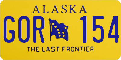 AK license plate GOR154