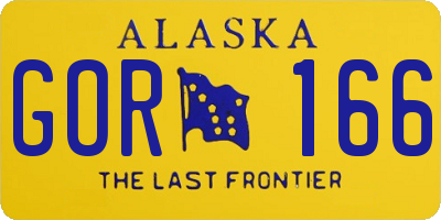 AK license plate GOR166