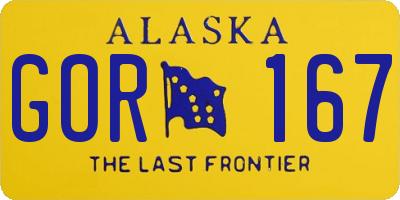 AK license plate GOR167