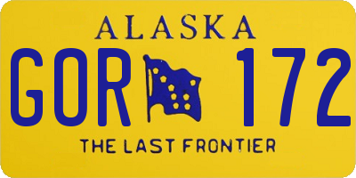 AK license plate GOR172