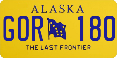AK license plate GOR180