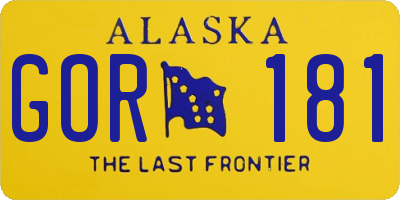 AK license plate GOR181