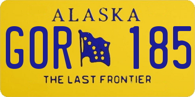 AK license plate GOR185
