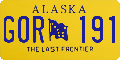AK license plate GOR191