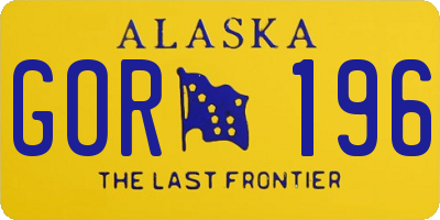 AK license plate GOR196