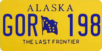 AK license plate GOR198
