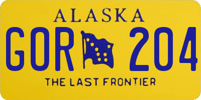 AK license plate GOR204