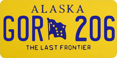 AK license plate GOR206